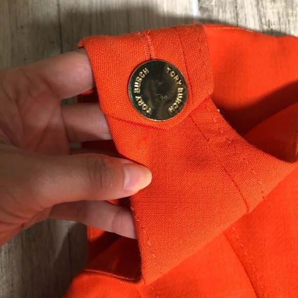 Tory Burch orange body-con dress with gold button detail - size 0 - Picture 9 of 9